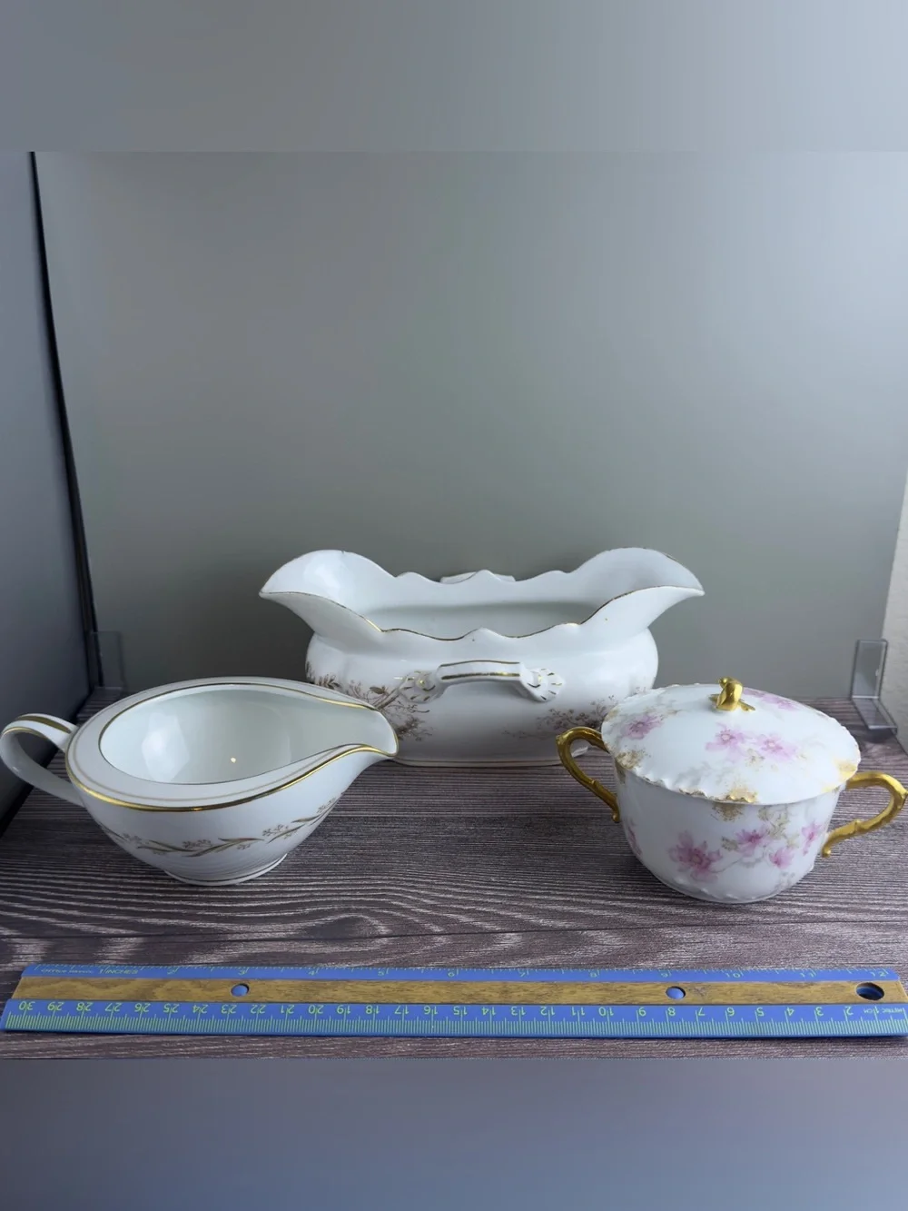 Antique Porcelain Lot: AK Footed Dish & Haviland Limoges Sugar Bowl